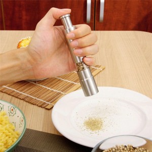 Push Button Thumb Grinder Stainless Steel Salt and Pepper
