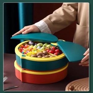 Household Divided Fruit Bowl with Lid Simple Dried Fruit Bowl Food Storage Containers