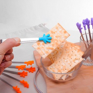 Mini Palm Stainless Steel Silicone Food Clip Non Slip BBQ Party For Kitchen