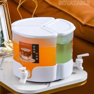 5.2L Cold Drink Bucket 360 Rotating With Faucet Three Grid Fruit Teapot