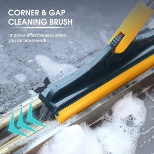 2 In 1 Floor Scrub Brush with Window Squeegee Rotatable Long Handle