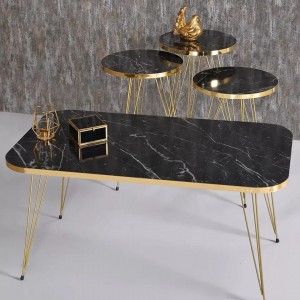 (Set of 4) Black Goldy nesting tables Set