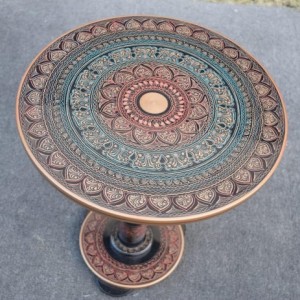 Artistic Nakshi Art Table Black & Brown Multi Colour