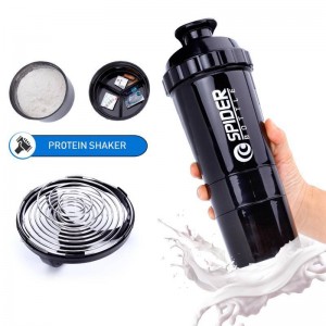 3 in 1 three layers spider protein mixing sports bottle