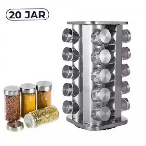 20pcs Square Shape Steel Spice Jar Rack Seasoning Organizer