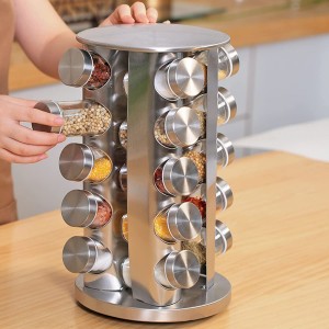 20 Pcs Round Shape Rotating Spice Jar Rack
