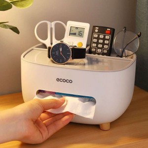 Multifunctional Tissue Box  With  Remote Mobile Glasses and Pen Holder