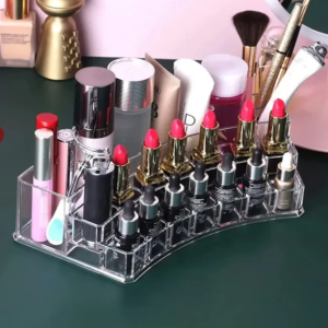 Acrylic transparent  lipstick and makeup organizer for vanity