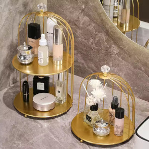 Single and Double Layer Metal Bird Cage Organizer for Makeup nd skin care products best for vanity counter top