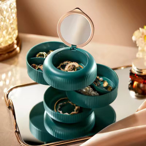 Luxury 4 Layer Rotatable Jewellery Organizer With Miror