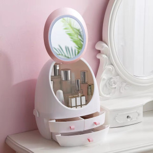 Egg Shape Skin Care Organizer With LED Mirror