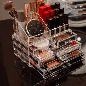 Acrylic Transparent Makeup Drawer Organizer Desktop Cosmetic Storage Box
