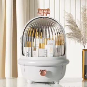 Stylish 360° Rotate Makeup Organizer Large Cosmetic Storage Box for Vanity All-In-One Dust and Water-Proof Organizer