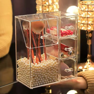 Transparent Brush Holder With 3 Drawer