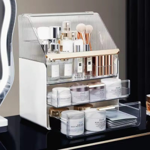 Transparent Dustproof Makeup Organizer Storage Rack