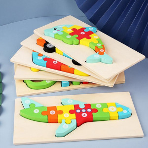 3D Wooden Jigsaw Board Puzzle for Toddlers - Educational Tangram Vehicles & Animals