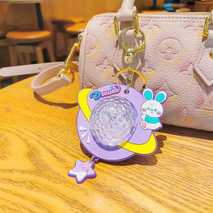 Dazzling Starry Rabbit Flying Dish Projection Light Keychain
