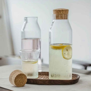 Premium Borosilicate Glass Jar Bottle with Eco-Friendly Wooden Cork Cap