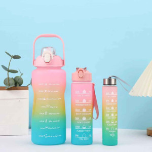 Spacious Gradient Motivational Sports Water Bottles Set - Three-Piece Collection
