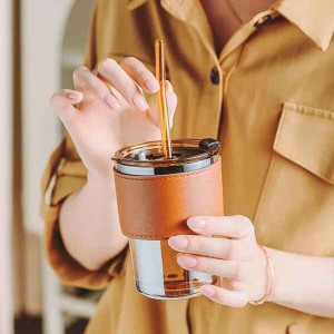 Innovative 400ml Straw Glass Mug Perfect for Any Beverage