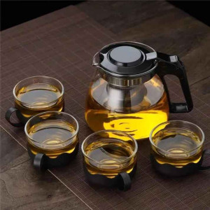 Premium Heat-Resistant Glass Teapot Set with 4 Cups