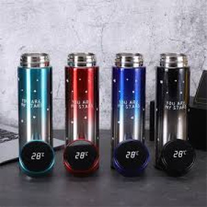 STAR Printed Smart Vacuum Insulated Thermos Water Bottle with LED Temperature Display | 304 Stainless Steel for Hot & Cold Beverages