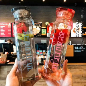 Portable Leak-Proof Glass Water Bottle with Strap Pouch Perfect for Outdoor Adventures