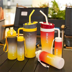 Stylish 3-Piece Gradient Color Water Bottle Set for Hydration on the Go