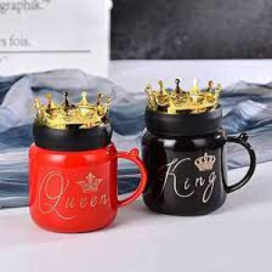 Couple's King and Queen Ceramic Coffee & Tea Mugs 400ml Set