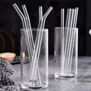 Eco-Friendly Reusable Glass Straw - Durable & Stylish for Sustainable Drinking Pack of 6