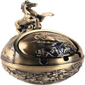 Royal Metal Horse Ashtray – Elegant Vintage Table Decor & Gift