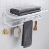 Bathroom Towel Foldable Wall Mounted  Rack Holder With Hooks