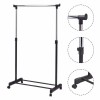 Adjustable Rolling Clothes Hanger Coat Rack Floor Hanger Storage With Shoe Rack