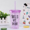 Reusable Plastic Straw Cup With Lid Water Cold Cups with straw