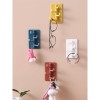 Wall-mounted Rotating Hook Plastic Adhesive Key Holder Wall 4 Hooks
