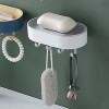Wall-Mounted Drain Soap Box with Hooks