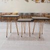 Square 3 Tables Set Black Marble Pattern