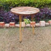 Set of 3 Wood Slits Design Round Table