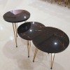 Set of 3 Round Black Marble Style Round Table