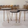 Set of 3 Round Black Marble Style Round Table