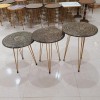 Set of 3 Handi Craft Golden Black Round Table