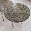 Set of 3 Handi Craft Golden Black Round Table