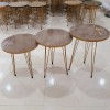 Set of 3 Grey Marble Style Round Table