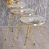 Set OF 3 White Marble Style with Golden Border Round Table