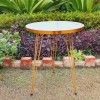 Set OF 3 White Marble Style with Golden Border Round Table