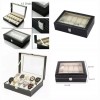 12-Slot Watch Display Box – PU Leather Organizer with Glass Lid
