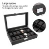 12-Slot Watch Display Box – PU Leather Organizer with Glass Lid