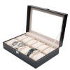 12-Slot Watch Display Box – PU Leather Organizer with Glass Lid