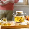 8pcs Japanese Style Glass Kettle Set with Bamboo Tray
