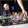 7-Pcs Nordic Style Rainbow Multi Shade Glass Set with Cork Lid Jug
